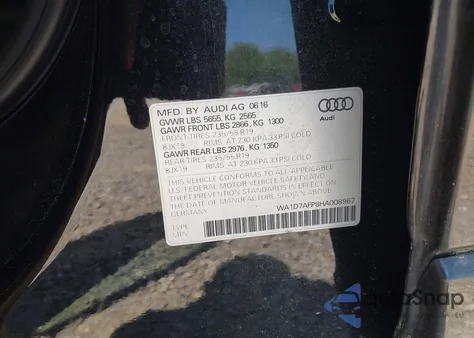 2017 Audi Q5 3.0T Premium Plus from USA, damaged, VIN WA1D7AFP8HA008967